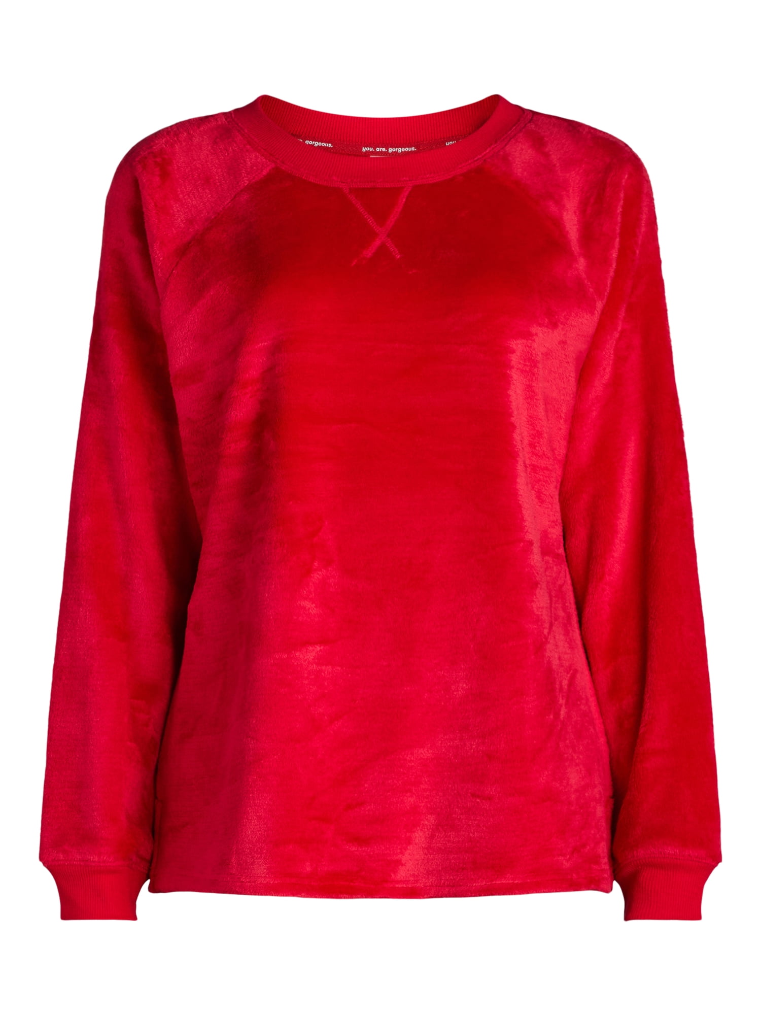 Joyspun Women's Plush Sleep Top with Long Sleeves, Sizes XS-3X
