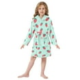 thumbnail image 6 of FORMRS Niños Bathrobe Unisex Hooded Robe Soft Plush Pajamas Sleepwear, Size 2-3T, Green Strawberry, 6 of 7