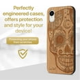thumbnail image 2 of Case Yard Wooden Case Outside Soft TPU Silicone, Slim Fit Shockproof Wood Protective Phone Cover for Girls Boys Men and Women, Supports Wireless Charging Gothic Skull Design case for iPhone-XR, 2 of 7