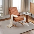 thumbnail image 5 of VECELO Nursery Rocking Chair with High Backrest, PU Leather Comfortable Rocker with Padded Seat for Living Room, Bedroom, Brown, 5 of 9