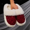 thumbnail image 6 of Shadoumai Sequins Slippers for Women Fuzzy Slipper Closed Toe Warm Shoes Comfy Winter House Shoes Indoor Outdoor, 6 of 7
