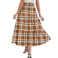 thumbnail image 5 of Delconic Ladies' plaid printed casual elastic waist drawstring skirt Orange XL, 5 of 5