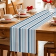 thumbnail image 5 of Blue Grey Striped Table Runner - 36 Inch Long Farmhouse Stripes Modern Abstract Art Cotton and Linen Blended Dress Scarves Farmhouse Table Runner for Kitchen Dining, Coffee Table, 13" x 36", 5 of 8
