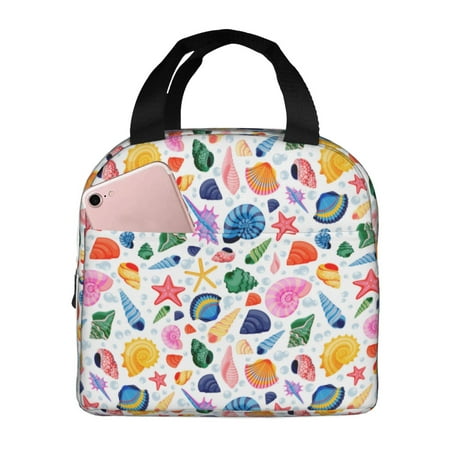 Insulated Lunch Bag for Women Men - Colorful Conch Print Leakproof Cooler Lunch Box for Women Men  Lunch Tote Bags for Work School Picnic Travel