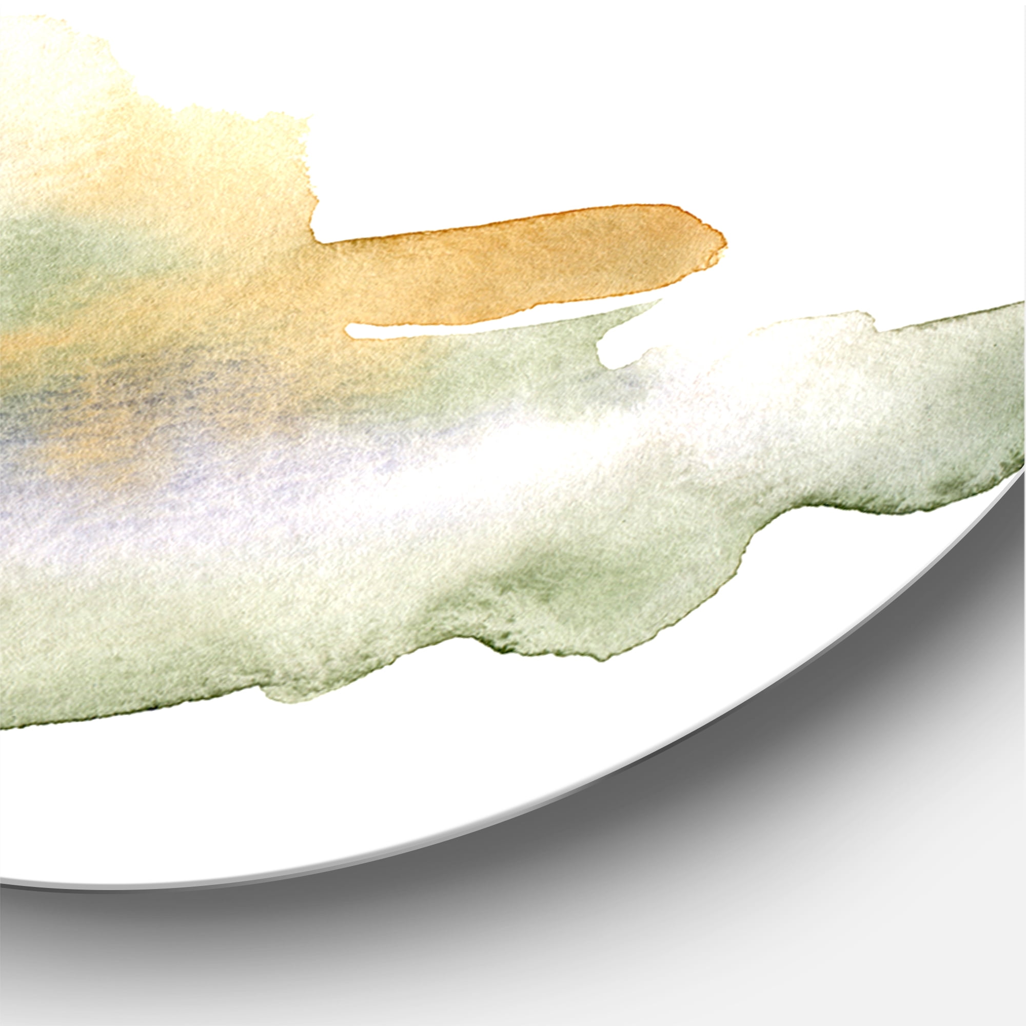 Designart 'Abstract Orange Blue and Beige Green Clouds' Modern Circle Metal Wall Art 11x11 - Disc of 11