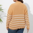 thumbnail image 3 of Gytharion Women's Quarter Zip Sweaters Loose Striped Turn Down Collar Long Sleeve Pullover Tops with Ribbed Cuffs Fashion Jumper Tops, 3 of 5