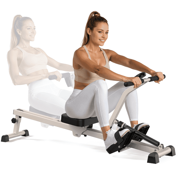 UPGO Rowing Machine Rower for Home Cardio Workouts, 12 Adjustable Resistance, Includes Digital Monitor and Comfortable Seat Cushion