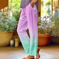 thumbnail image 2 of Kvture Beach Pants for Women Vacation Casual Boho Linen Pant Fashion Wide Straight Leg Lounge Trousers Mint Green XL, 2 of 5