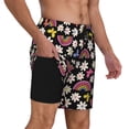 thumbnail image 2 of Naloa Rainbow Flowers Print Men Swim Trunks with Compression Liner ,Board Shorts,Men's Swim Shorts with Drawstring and Elastic Waistband-Medium, 2 of 6