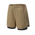 thumbnail image 2 of Miluxas Men's 2 in 1 Running Shorts Gym Athletic Workout Shorts with Liner Quick Dry with Pockets Khaki XL(XL), 2 of 9