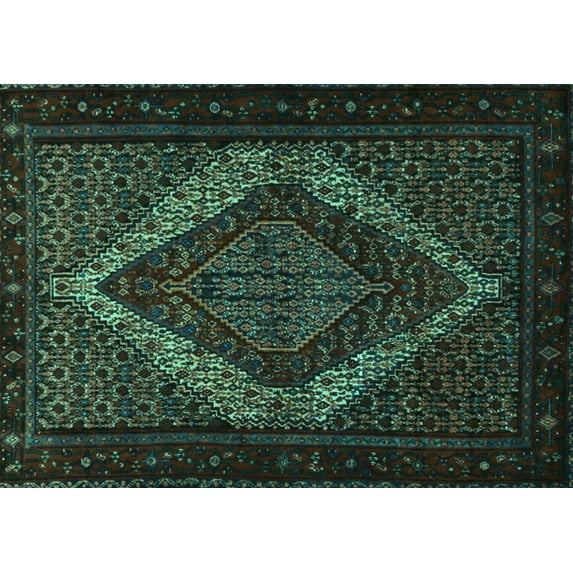 Ahgly Company Indoor Rectangle Persian Turquoise Blue Traditional Area Rugs, 7' x 10'