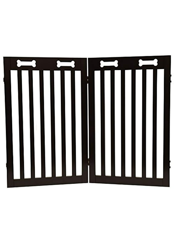 Arf Pets Freestanding Dog Gate, 2 Panel Extension, 360 Configurable, 40" Wide - Brown
