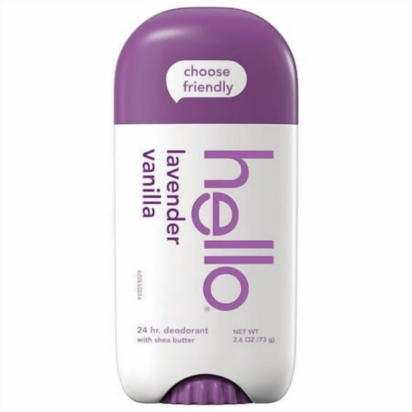 Hello Lavender Vanilla Vegan Deodorant Aluminum Free Deodorant for Women and Men 2.6 oz Stick