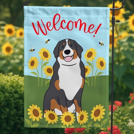 Bernese Mountain Sunflower Dog Summer Garden Yard Flag 12x18 POLE NOT INCLUDED Garden Flag