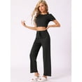 thumbnail image 2 of DARING DIVA Women's Short Sleeve Crop Top and Pants Pajama Set S Black, 2 of 5