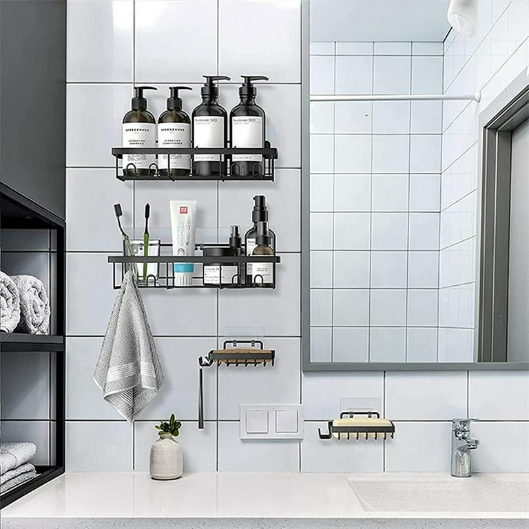  MAYRO Shower Shelves 4 Pack - Rustproof Shower Caddy - Easy to  Install - Self Adhesive Bathroom Shower Organizer - Durable Shower Shelf  for Inside Shower - Large Capacity Black Shower Rack : Home & Kitchen