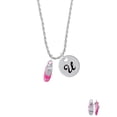thumbnail image 2 of Delight Jewelry Silvertone 3-D Hot Pink Running Shoe Silvertone Script Initial Disc - U - Charm Necklace, 20"+3", 2 of 4