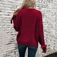thumbnail image 6 of UJNDER Fall Winter Sweater with Bow for Women Pullover Loose Casual Long Sleeve Wine M, 6 of 6
