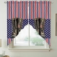 thumbnail image 2 of Independence Day Swag Valances for Windows, Kitchen Curtains 36 Inch Length 2 Panels Set, Retro Boots Red Blue Stars US Flag Stripes Short Curtains for Small Windows Rod Pocket Cafe Curtains 28"x36", 2 of 8