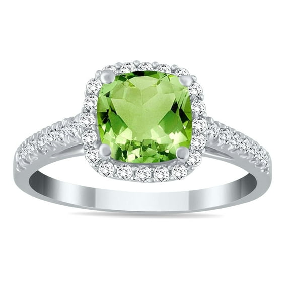 SZUL Women's Peridot and Diamond Ring in 10K White Gold