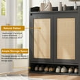 thumbnail image 4 of Yeshouse Rattan Shoe Cabinet with 2 Doors, 5-Tier Shoe Storage Cabinet with Adjustable Shelves, Wooden Shoe Storage Organizer for Entryway, Hallway, Closet, Living Room, 4 of 8