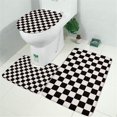 thumbnail image 2 of Black and White Checkered Pattern Bathroom Rugs Sets 3 Piece,Toilet Cover Set,Absorbent Non Slip Bathroom Mats Sets with U-Shaped Contour Rug Toilet Rug Set, 2 of 5