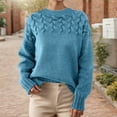 thumbnail image 2 of Gyexs Oversized Sweaters for Women Casual Long Sleeve Crewneck Pullover Tops Solid Lightweight Knit Pullover Tops Womens Fall Clothes, Sky Blue, Size XL, 2 of 4
