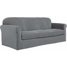 Serta Reversible Microsuede Stretch Fit Slipcover Sofa 2 Piece