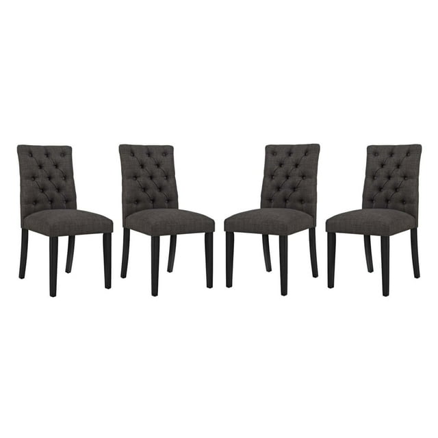 Modway Duchess 21.5" Fabric Solid Rubberwood Dining Chair Brown, Set of 4