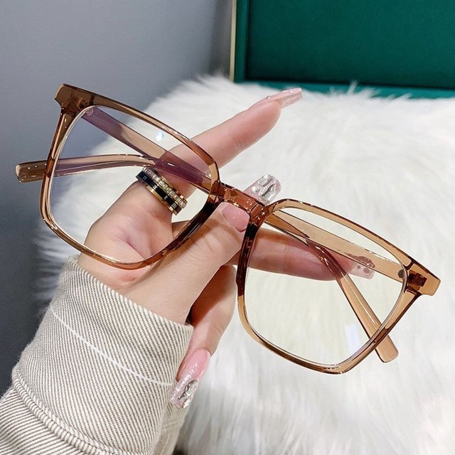 Gafas de miopía con bloqueo de luz azul para hombres y mujeres, anteojos de computadora, gafas de miopía graduadas terminadas, transparentes, moda