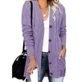 thumbnail image 1 of Fashnice Ladies Outwear Open Front Coat Long Sleeve Cardigan Sweater Loose Work Jacket Purple S, 1 of 2