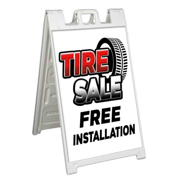 Tire Sale Free Installation (24" X 36") Standard A-Frame Signicade, Includes Decal Applied To Stand