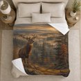 thumbnail image 5 of Majestic Stag At Sunrise Mountain Forest, Peaceful Mountain Lake Scene, Warm Flannel Blanket for Cabin and Lodge, Outdoor Lovers Father's Day Gift, Artistic Home Decor, 5 of 9
