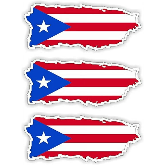 (3) Puerto Rico Flags Map Hard Hat Stickers | Motorcycle Helmet Flag Decals | Labels Toolbox Rican USA American
