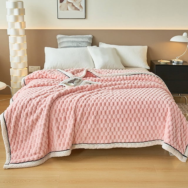 Manta para sofá, manta de franela extra gruesa de doble capa, ideal para la oficina, manta cálida y acogedora para cama o sofá, manta de tela.