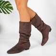 thumbnail image 6 of Willtoo Women's Slouchy Knee High Boots, Pointed Toe Low Heel Pull On Tall Faux Suede Boots, Ruched Wide Calf Fall Winter Dress Boots, 6 of 6
