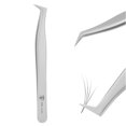 thumbnail image 1 of Pretty Memory Volumen Lash Pinzas Pinzas de extensión de pestañas de acero inoxidable Precisión profesional Mega Pinzas anguladas curvadas Plata, 1 of 5