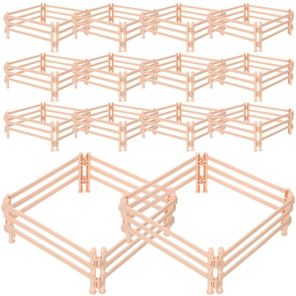 Mini Fences Set for Halloween Decor Beige Plastic Fence Models Suitable for DIY Crafts 25pcs