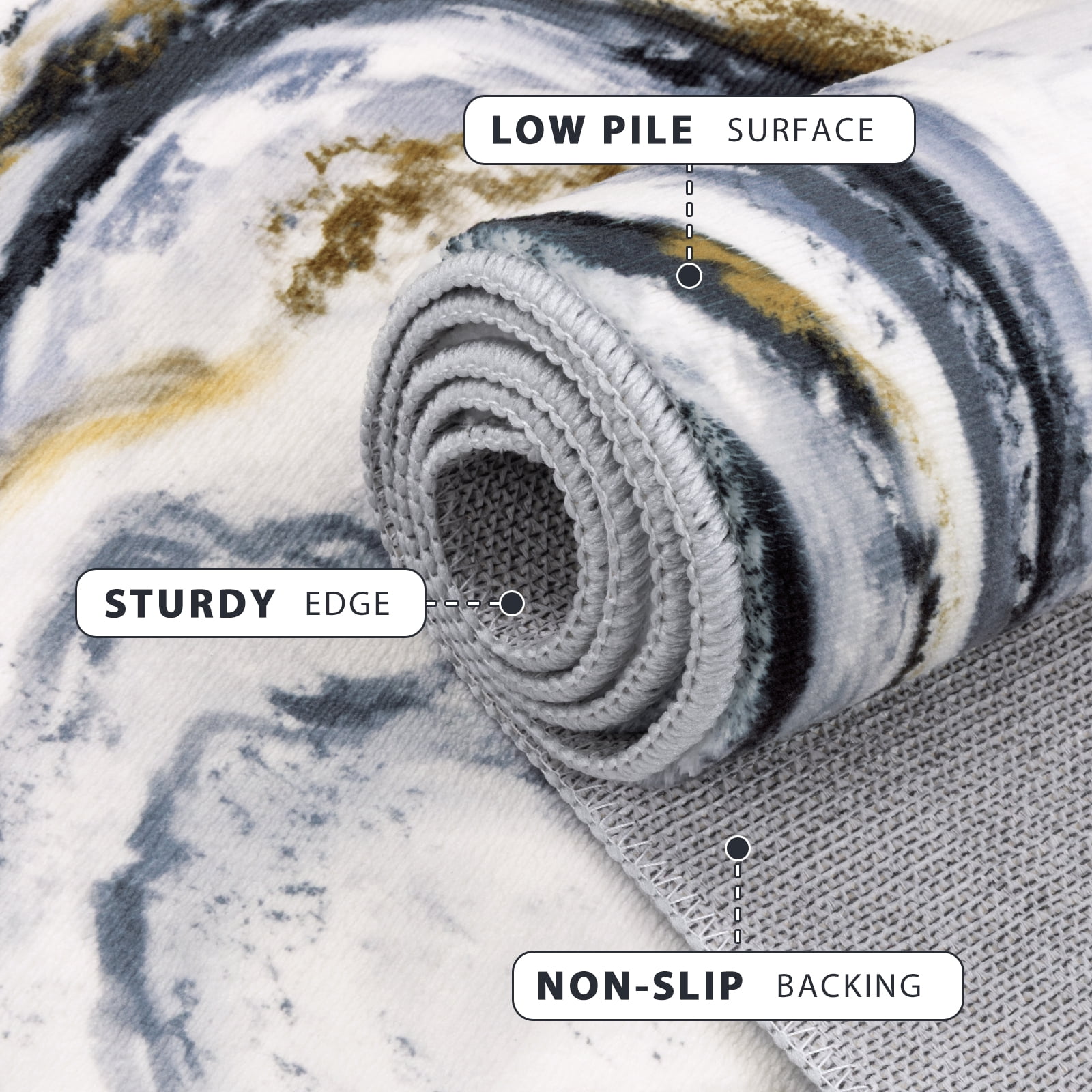 Runner Rugs for Hallway, Yamaziot 2'x6' Abstract Runner Rug, Washable Non Slip Blue Modern Bedroom Carpet Accent Rug Kitchen Runner Laundry Room Mat