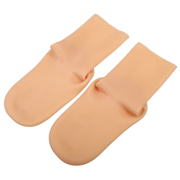 1 Par Hidratante Gel Calcetines Agrietados Pie Cuidado Protector, Silicona Calcetines, Beige, S Tamaño