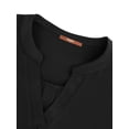 thumbnail image 5 of Timeson 3/4 Sleeve Henley V Neck strectchable Tunic Blouse, Black, 5 of 7