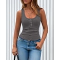thumbnail image 3 of FreshPretty Spring Tops for Women Summer Scoop Neck Ribbed Henley Button Sleeveless Casual Basic Tank Top Clothes Outfits, 3 of 9