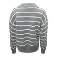 thumbnail image 4 of Arlun Polo Neck Fashion Striped Knit Sweatshirts for Womens Casual Long Sleeve V Neck Loose Fit Sweater Soft Comfortable Warm Slim Fall Knitted Pullover Tops Grey XXL, 4 of 5
