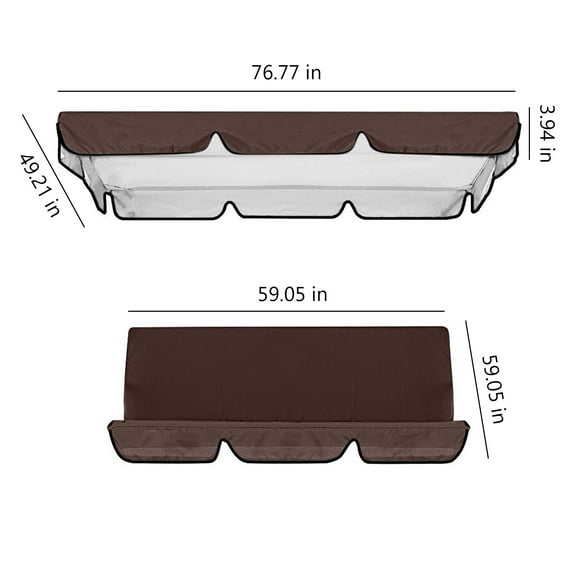 Swing Canopy Cover Set 77x49x6inch - Waterproof Outdoor Hammock Cover with Dual Seat Cushions UV Protection Replacement