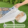 thumbnail image 5 of Elastic Round Tablecloth Floral Bohemian Print, 44 Inch Fits 38"-42" Tables, Stain Resistant Vinyl for Holiday Gatherings & Meals, 5 of 7