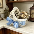 thumbnail image 5 of Handwoven Easter Mini Basket with Bow, Natural Rattan Decorative Flower Basket, Small Storage Container for Eggs, Festive Table Centerpiece for Spring Celebrations, 5 of 6