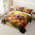 thumbnail image 3 of Homewish Golden Retriever Dog Twin Quilt Set,Tulip Flower Twin Coverlet Set,2-Piece, 3 of 7