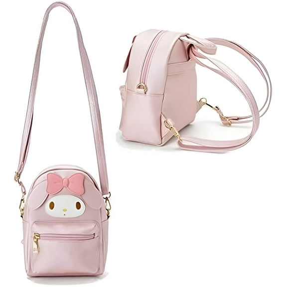 Kuromi Bag, My Melody Cinnamoroll Hello Kitty PomPomPurin Schoolbag Cute Cartoon Backpack Shoulder Bag PU Handbag