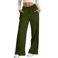 thumbnail image 4 of Resicozy Oversized Wide Leg Sweatpants Women Baggy Lightweight High Waisted Athletic Pants with Pockets Y2k Causal Palazzo Pant Army Green M, 4 of 6