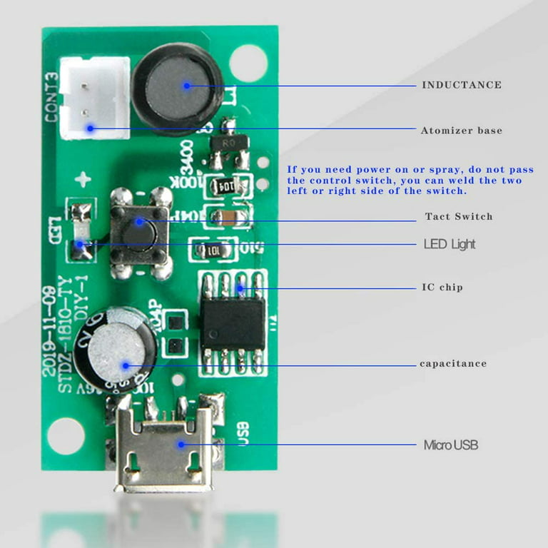 3pcs Mist Maker Plaque d'atomisation avec 5V Usb Humidificateur Module  Integrated Circuit Board Driver Wit